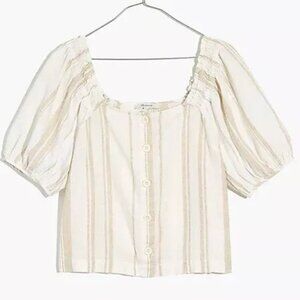 Madewell Striped Puff Sleeve Button-Up Top